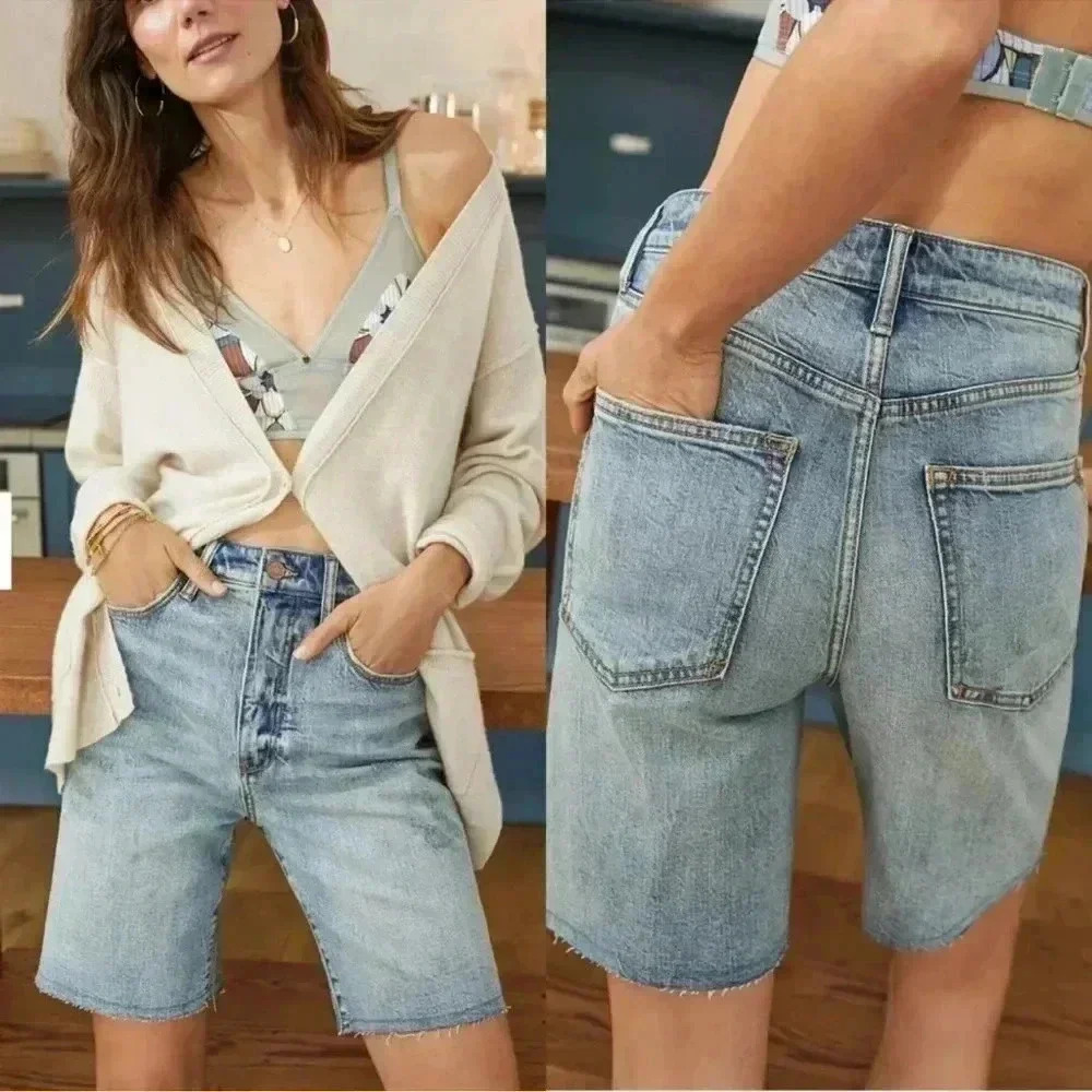 Pilcro Cutoff Denim Bermuda Shorts